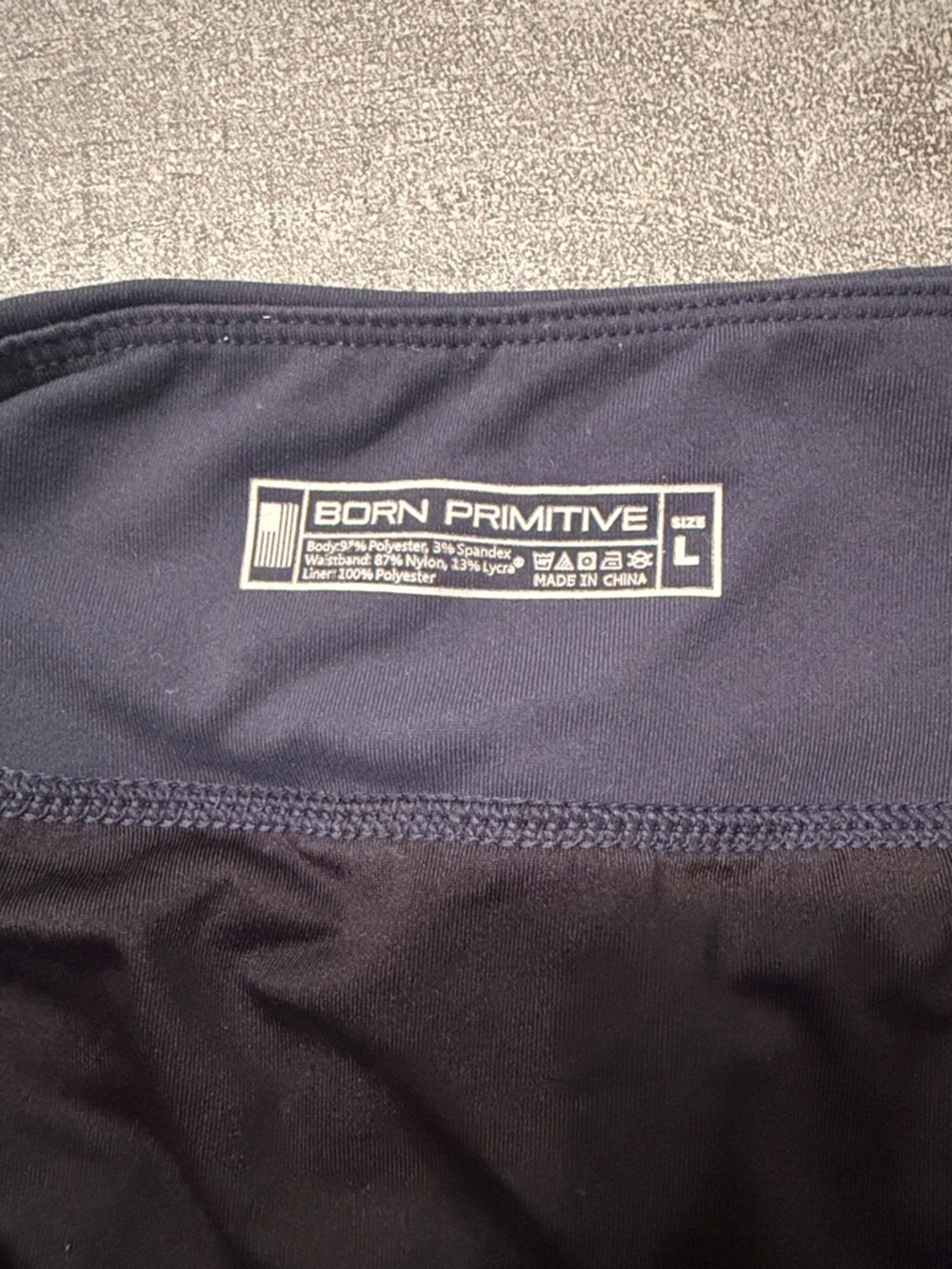 Born Primitive Women’s Navy Blue Active Shorts with Contrast Waistband - Picture 3 of 3